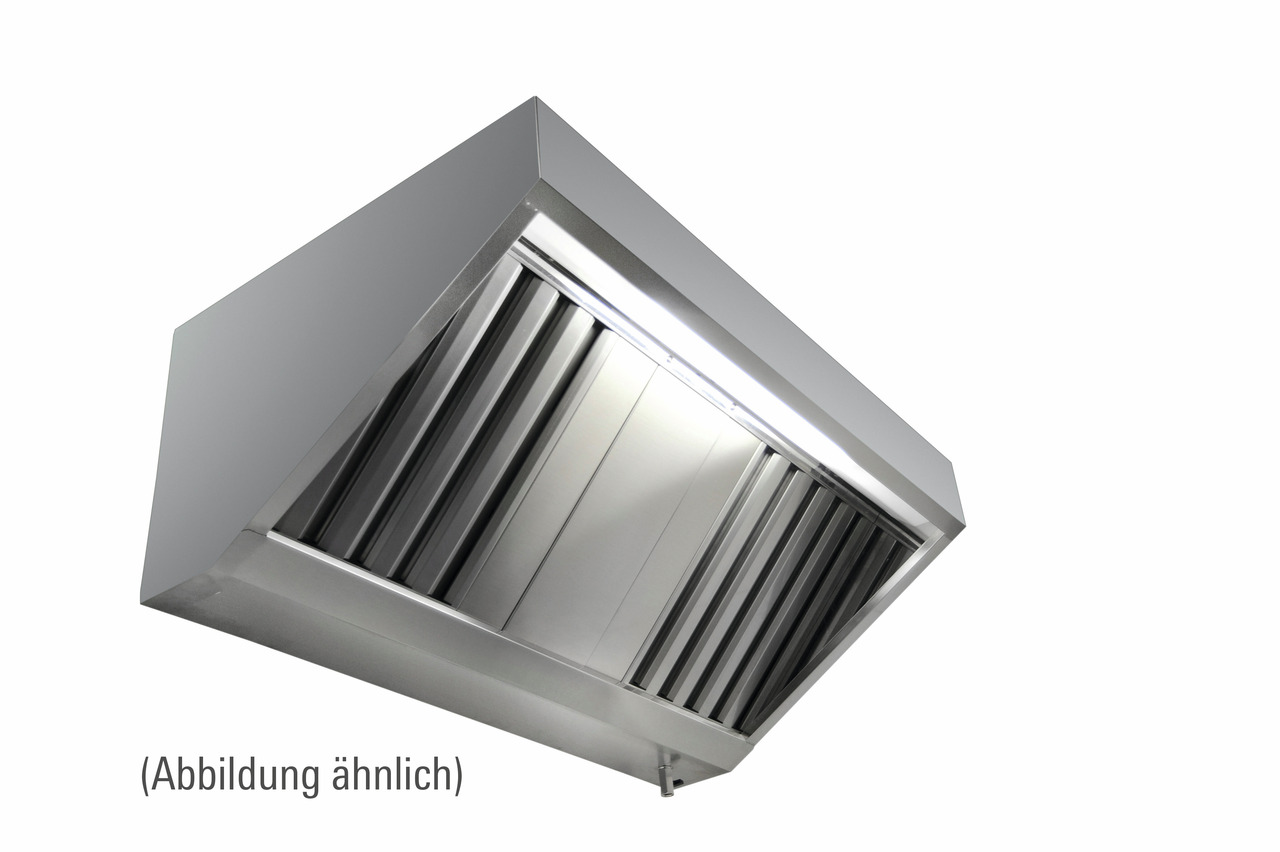 Wandhaube in Schrägform mit Ventilator und Regler, 3000 x 700 x 450 mm, Typ A