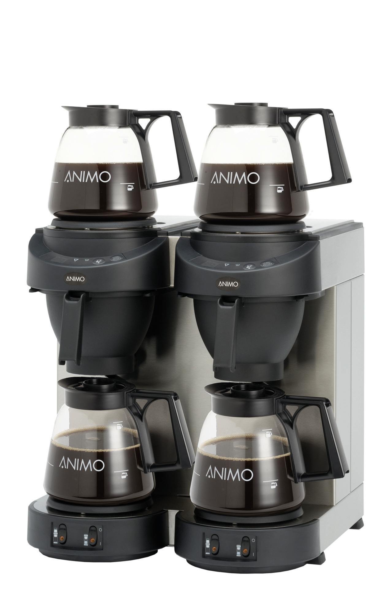 Filterkaffeemaschine 1,80 l schwarz mit 4 Glaskannen / mit Wasseranschluss
