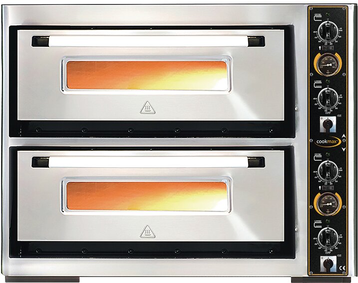 Pizzaofen, mit Thermometer, 2 Kammern, für 8 Pizzen ø 300 mm