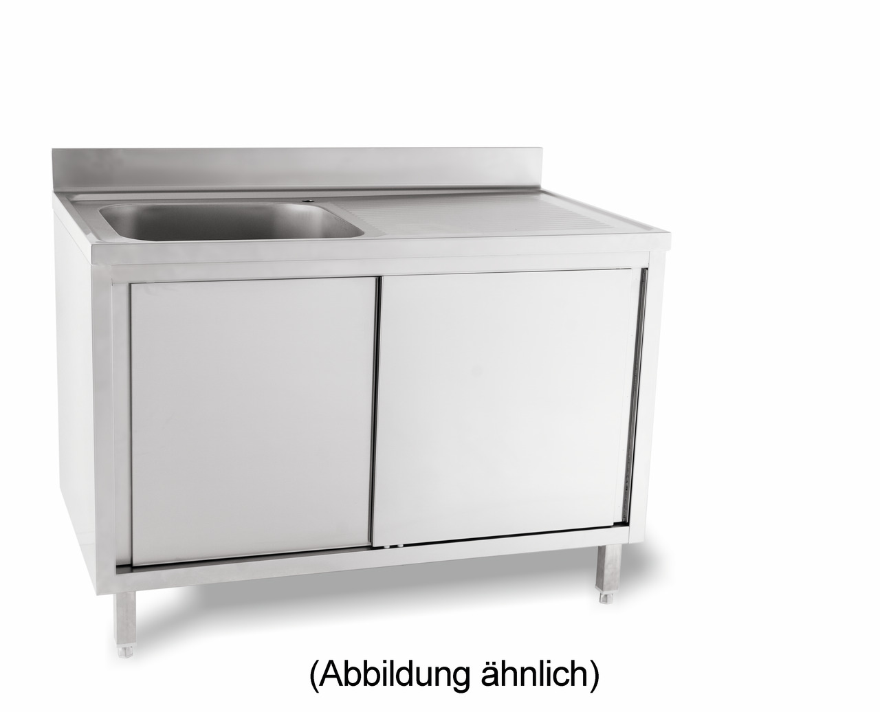 Spülschrank mit 50 mm Aufkantung mit Schiebetüren 1 Becken rechts