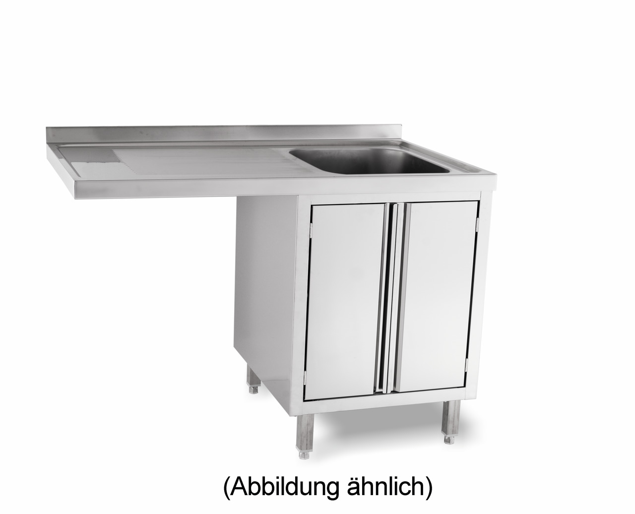 Spülcenterschrank für Spülmaschinen mit 50 mm Aufkantung Türen 1 Becken li.