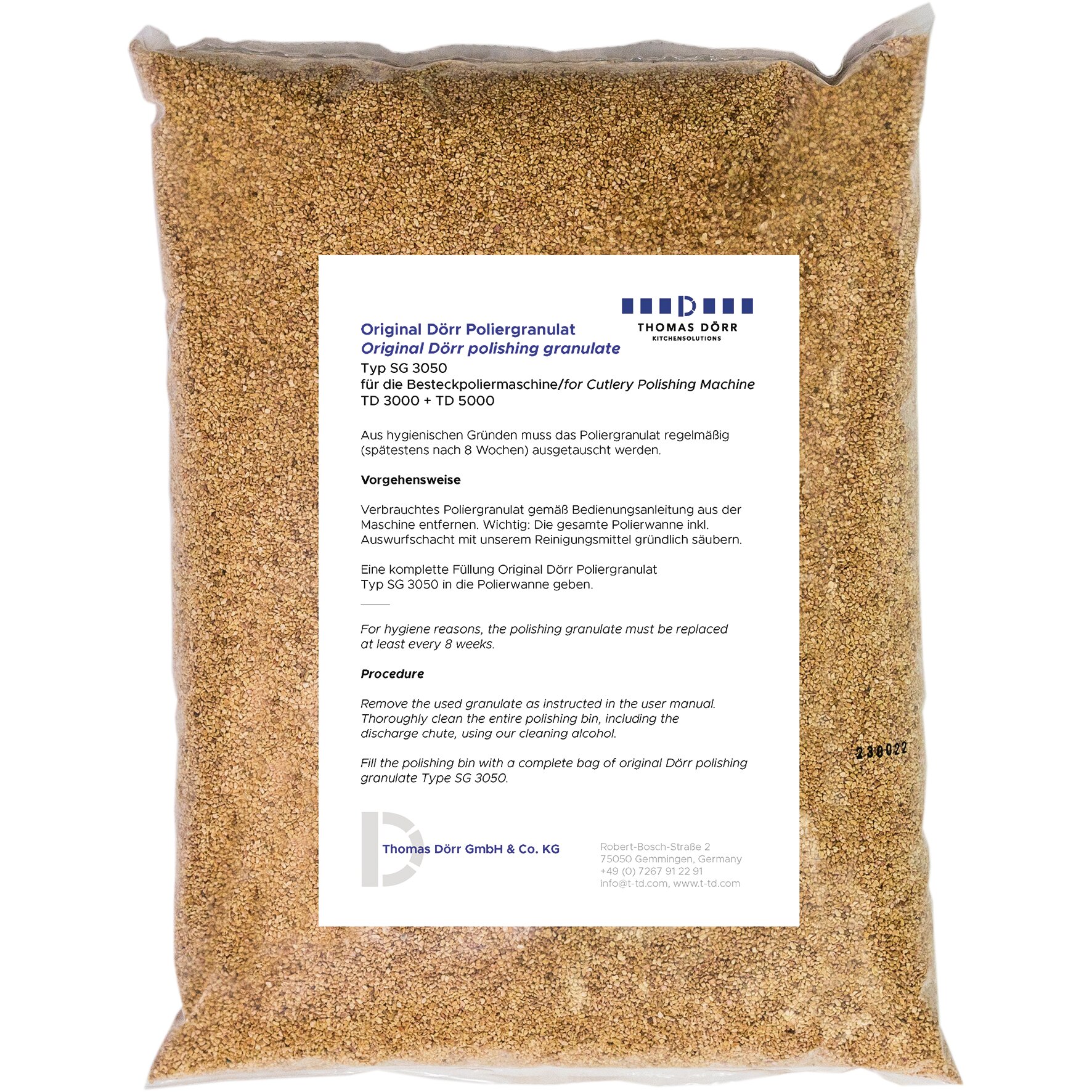 Original Dörr-Poliergranulat SG 3000 für TD 3000 L + TD 4000 Original Dörr-Poliergranulat SG 3000 für TD 3000 L + TD 4000