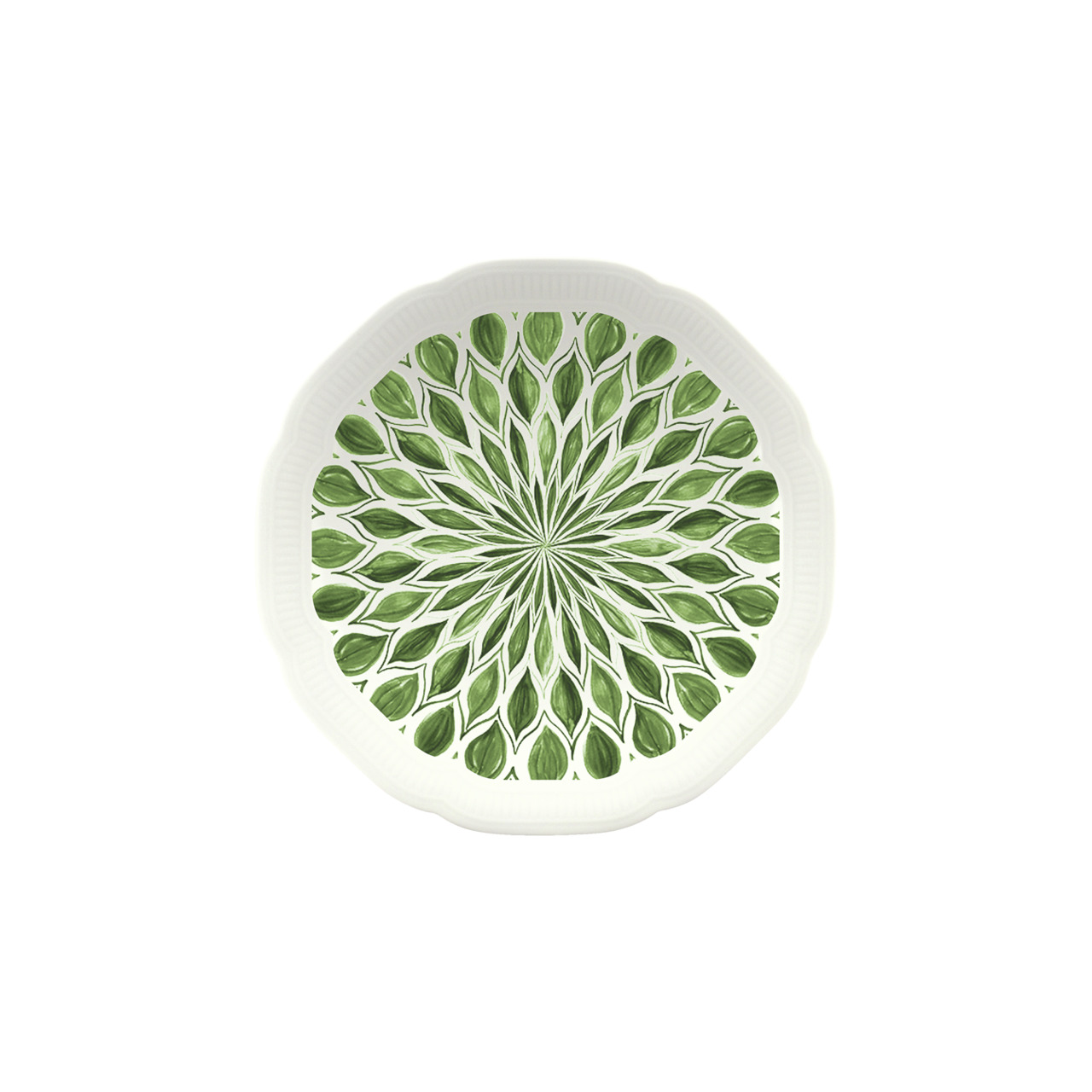 Floral Charm, Coupteller flach rund mit Relief ø 159 mm green