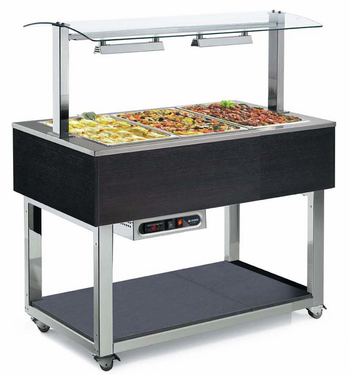 Büfett-Element Bain-Marie Wanne 1169 mm GN 3/1 Vollverkleidung Wenge
