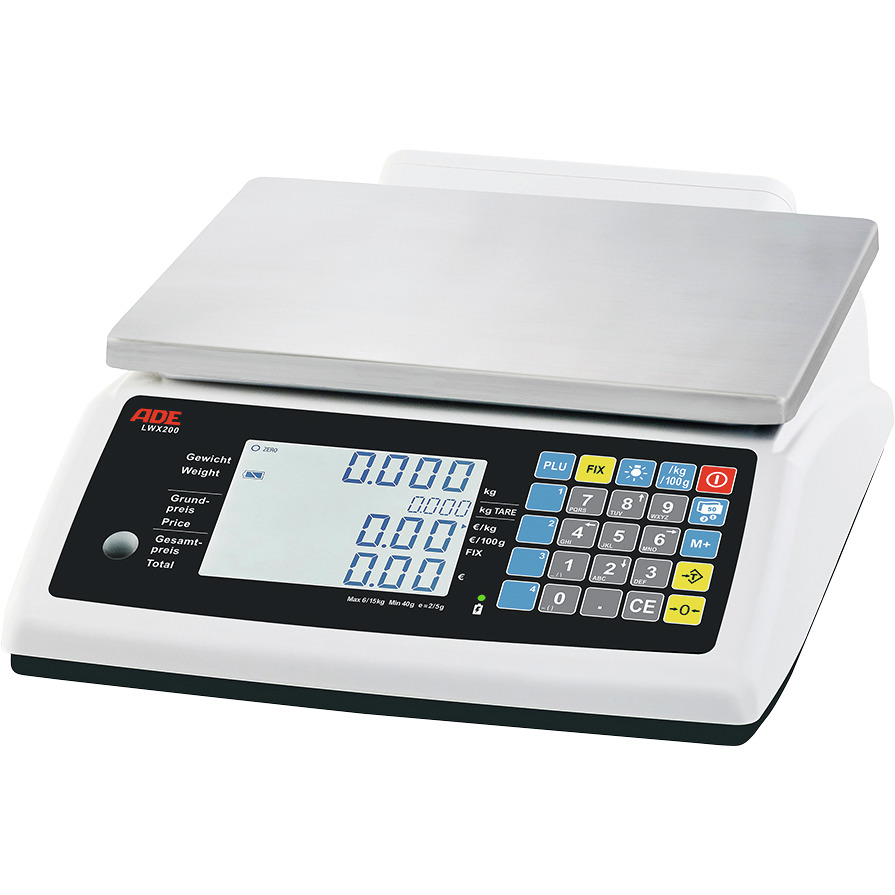 Kompakte Zweibereichs-Ladenwaage 30,00 kg / Wiegefläche 300 x 230 mm