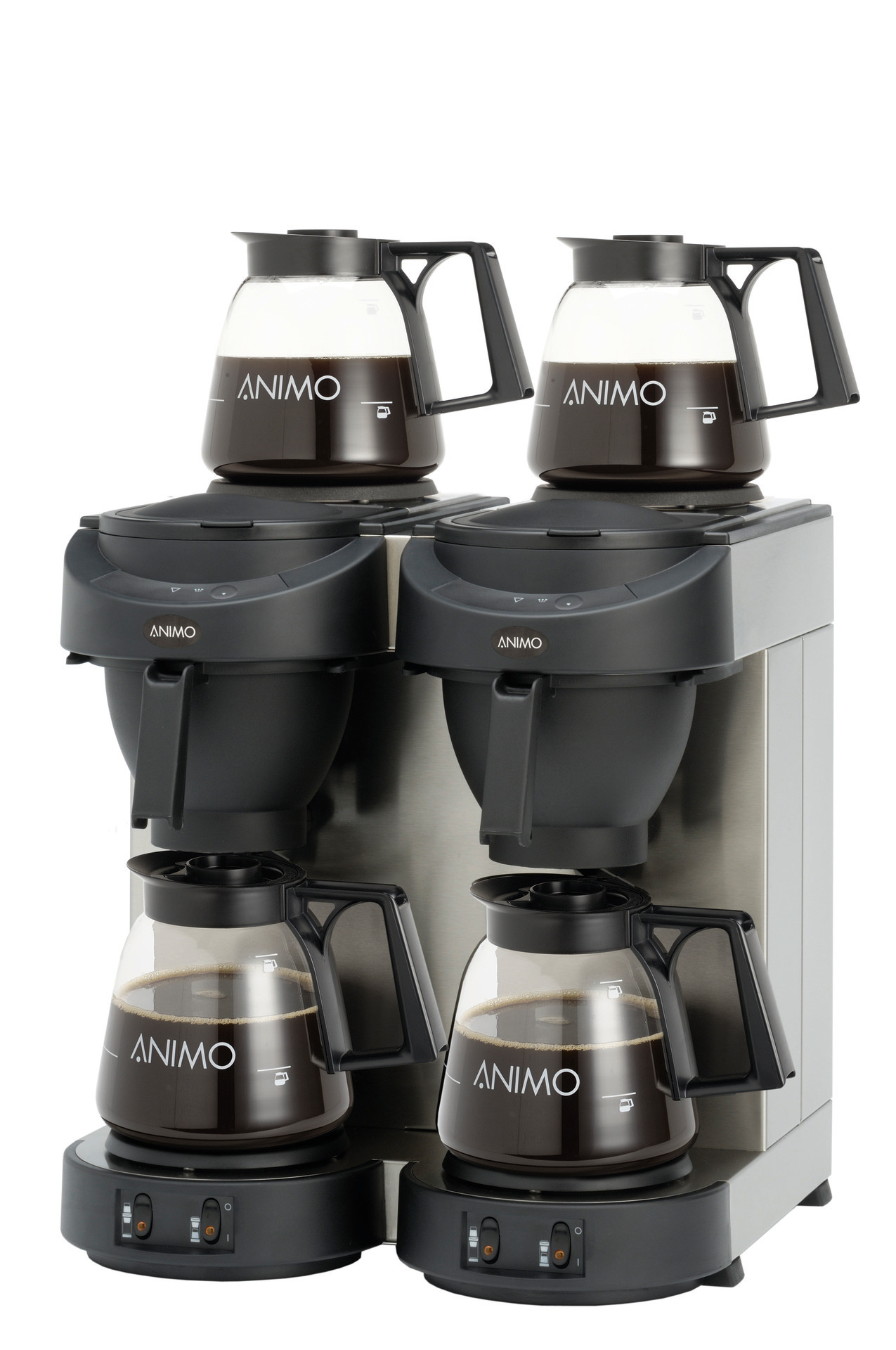 Filterkaffeemaschine 1,80 l schwarz mit 4 Glaskannen / ohne Wasseranschluss