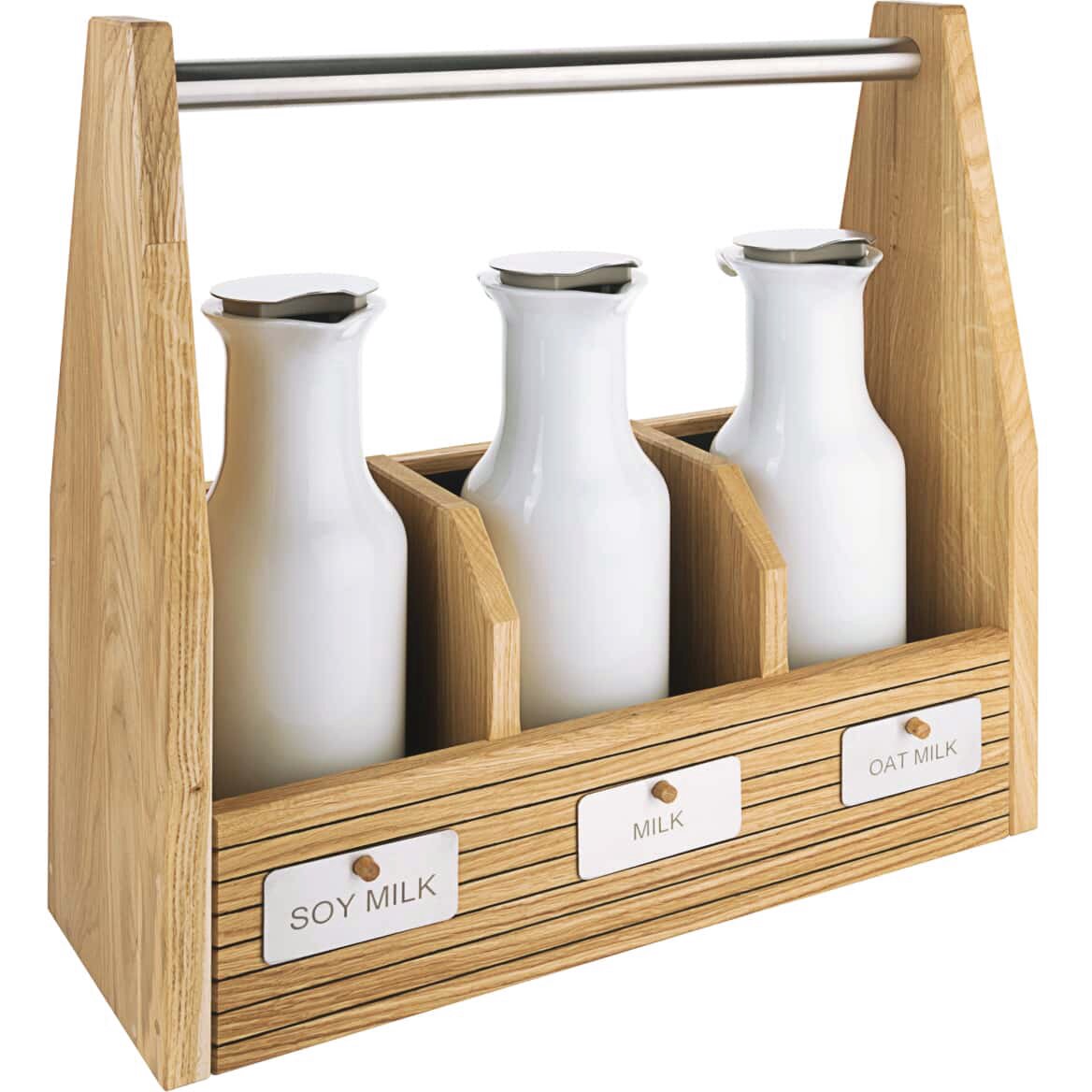 Getränkeset Trio Eichenholz / 3 Porzellankaraffen 170 x 410 x 445 mm