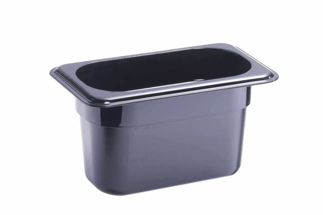 GN-Behälter, GN 1/9, 176 x 108 x 100 mm, Polycarbonat, schwarz