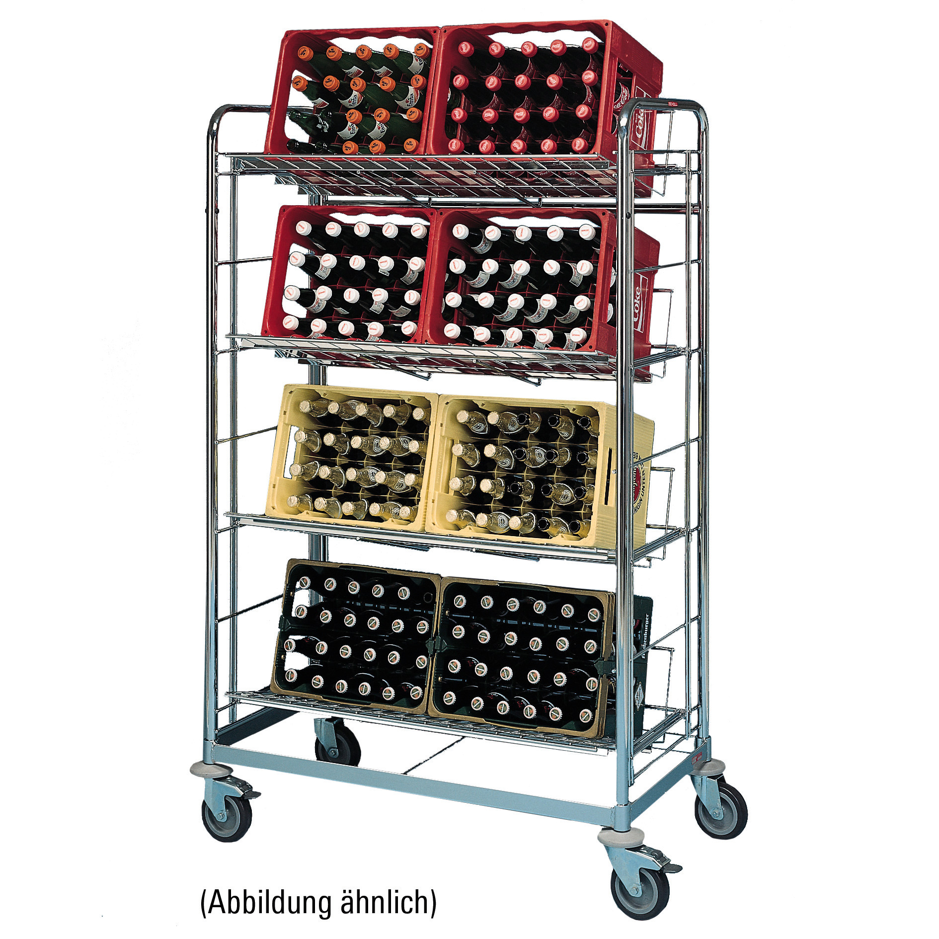 Getränkewagen für 4 Kisten / fahrbar / Auflagerost 940 x 390 mm