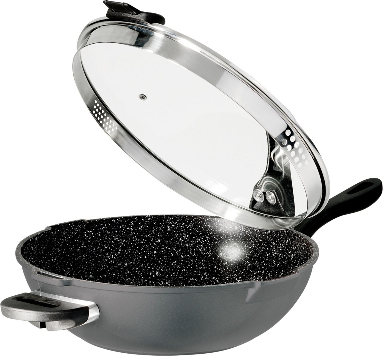 Wok mit Siebglasdeckel