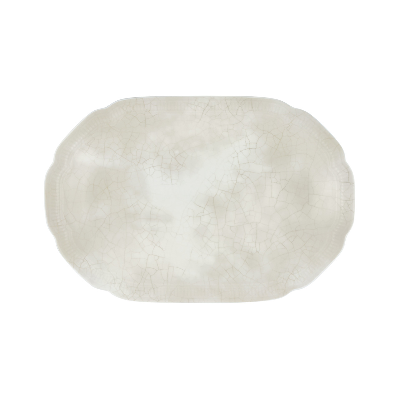 Create Decorations, Coupplatte oval 328 x 220 mm Relief Craquelé Crème