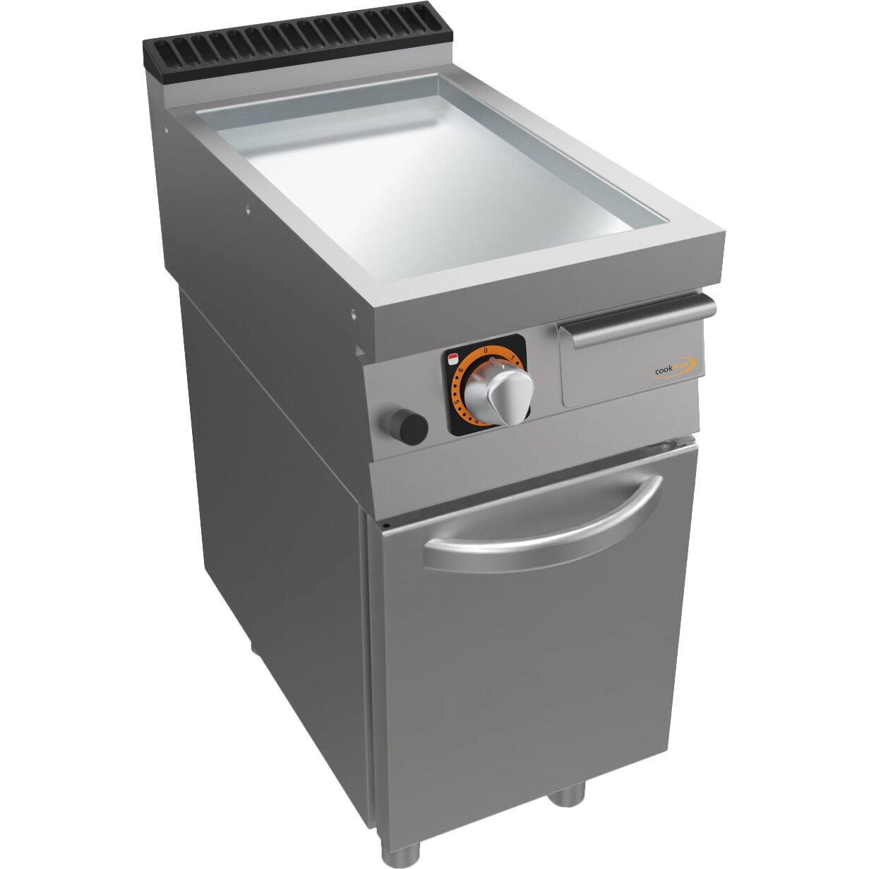 Gas-Grillplatte, glatt verchromt, Unterbau mit Türen