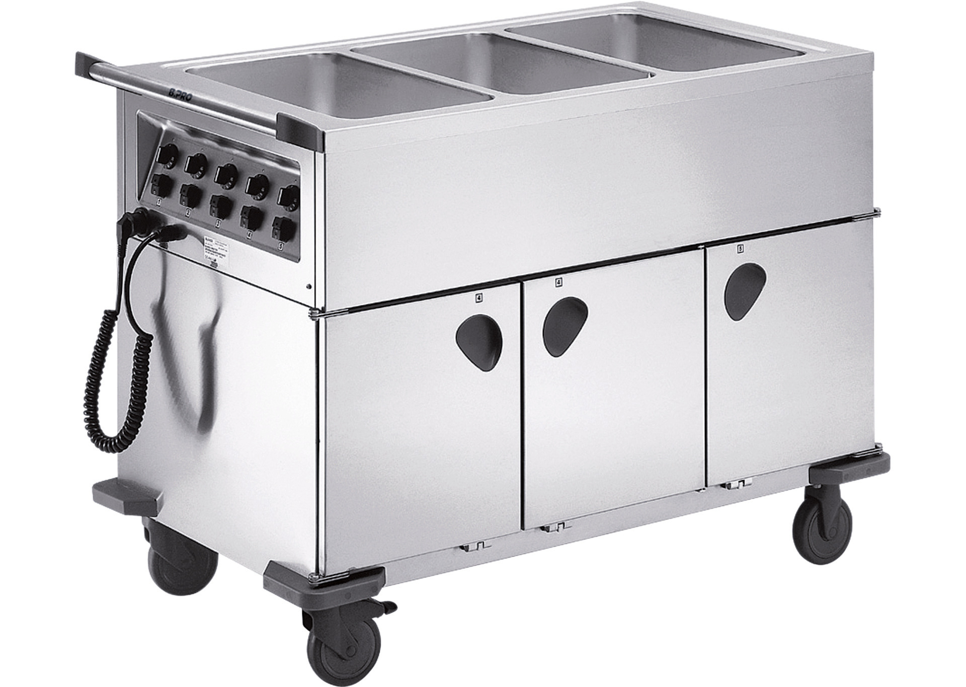 Speisenausgabewagen 3 x GN 1/1 / mit Temperaturregler / 3 Schrankräume